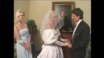 Fetish bride in satin wedding sundress gets a rock hard harsh double foray