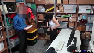 Teenager thief deep throats and pounds a security dudes rock hard XXL dick