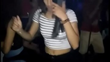 Sapphic youthfull latinas dancing and smooching at soiree