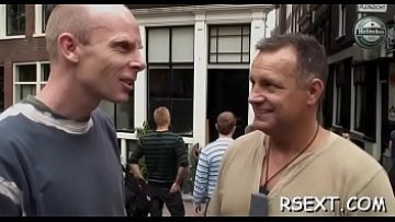 Elderly man takes a walk in the amsterdam redlight district